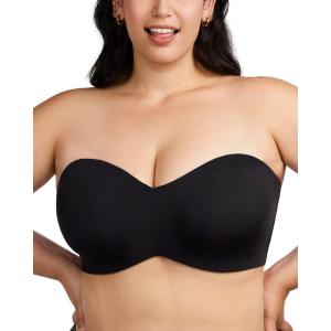 imageHSIA Strapless Bra for Big Bust Women Plus Size Full Coverage Bandeau Fiery Bra AntiSlip Underwire Support for Large BreastMidnight Black