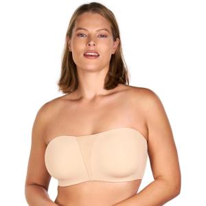 imageHSIA Strapless Bra for Big Bust Women Plus Size Full Coverage Bandeau Fiery Bra AntiSlip Underwire Support for Large BreastSand