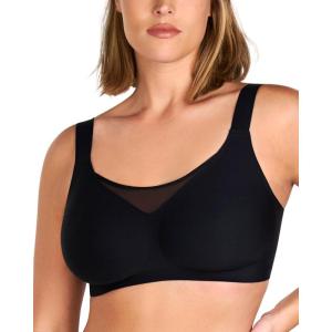 imageHSIA Womens Seamless Wireless Bras with Support and Lift No Underwire Supportive Bras with Back Smoothing Full Coverage Mesh BralettesBlack L