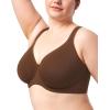 imageHSIA Bras for Women Minimizer Full Coverage Plus Size T Shirt Unlined Underwire Smooth Bra Seamless Cups Joan Ultimate SoftCoffee Brown