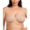 imageHSIA Bras for Women Minimizer Full Coverage Plus Size T Shirt Unlined Underwire Smooth Bra Seamless Cups Joan Ultimate SoftTaupe Beige