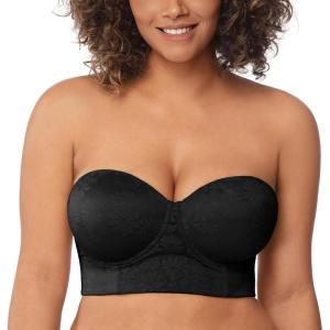 imageHSIA Black Strapless Bras for Women Large Bust Plus Size Strapless Bra Heavy Breast Supportive Lift Corset Bras
