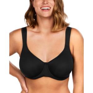 imageHSIA Bras for Women Minimizer Full Coverage Plus Size T Shirt Unlined Underwire Smooth Bra Seamless Cups Joan Ultimate SoftBlack