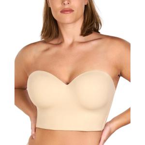 imageHSIA Longline Strapless Bra for Women AntiSlip Support Corset for Large Bust Convertible Bustier Bandeau for Big BreastsBeige