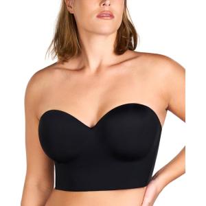 imageHSIA Longline Strapless Bra for Women AntiSlip Support Corset for Large Bust Convertible Bustier Bandeau for Big BreastsBlack