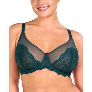 imageHSIA Minimizer Bras for Women Full Coverage Lace Bra for Heavy Breasts Unlined Bras with UnderwireBalsam Blue