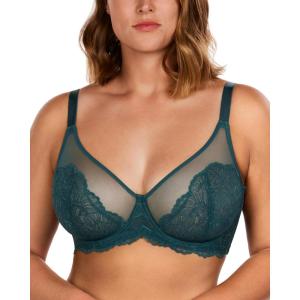 imageHSIA Minimizer Bras for Women Full Coverage Lace Bra for Heavy Breasts Unlined Bras with UnderwireBalsam Blue1