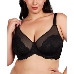 imageHSIA Minimizer Bras for Women Full Coverage Lace Bra for Heavy Breasts Unlined Bras with UnderwireBlack1