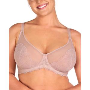 imageHSIA Minimizer Bras for Women Full Coverage Lace Bra for Heavy Breasts Unlined Bras with UnderwireDark Pink