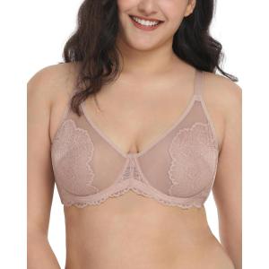 imageHSIA Minimizer Bras for Women Full Coverage Lace Bra for Heavy Breasts Unlined Bras with UnderwireDark Pink1