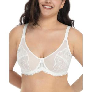 imageHSIA Minimizer Bras for Women Full Coverage Lace Bra for Heavy Breasts Unlined Bras with UnderwireWhite1