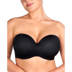 imageHSIA Strapless Bra for Women Large Bust Seamless Underwire Plus Size Convertible Bandeau BraBlackBlack