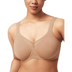 imageHSIA Minimizer Bras for Women Plus Size Full Coverage Coolcomfort T Shirt Unlined Bra with Underwire for Heavy BreastDark Beige