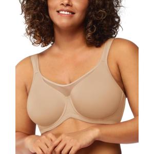 imageHSIA Minimizer Bras for Women Plus Size Full Coverage Coolcomfort T Shirt Unlined Bra with Underwire for Heavy BreastIvory Beige