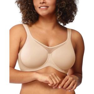 imageHSIA Minimizer Bras for Women Plus Size Full Coverage Coolcomfort T Shirt Unlined Bra with Underwire for Heavy BreastLight Beige