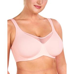 imageHSIA Minimizer Bras for Women Plus Size Full Coverage Coolcomfort T Shirt Unlined Bra with Underwire for Heavy BreastLight Pink