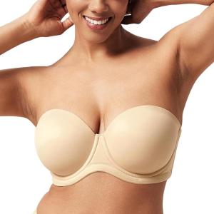 imageHSIA Strapless Bras for Large Bust Women Convertible Bra for Heavy Breast Strapless Bra Supportive UnderwireBeige Light
