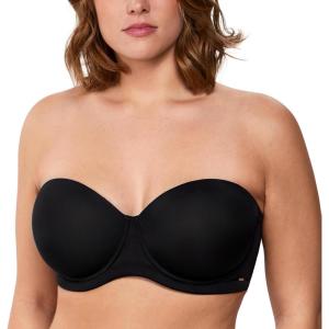 imageHSIA Strapless Bras for Large Bust Women Convertible Bra for Heavy Breast Strapless Bra Supportive UnderwireBlack