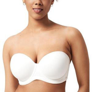 imageHSIA Strapless Bras for Large Bust Women Convertible Bra for Heavy Breast Strapless Bra Supportive UnderwireWhite
