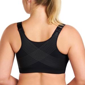 imageHSIA Womens Posture Minimizer Bra  Front Closure Bra for Women No Underwire Back Support Plus Size Full Coverage BraBlack