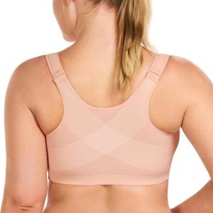 imageHSIA Womens Posture Minimizer Bra  Front Closure Bra for Women No Underwire Back Support Plus Size Full Coverage BraPeach Whip
