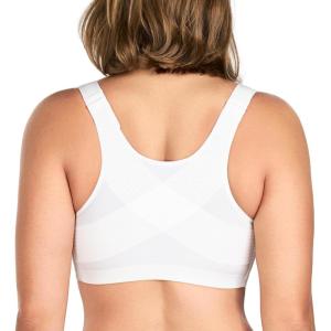 imageHSIA Womens Posture Minimizer Bra  Front Closure Bra for Women No Underwire Back Support Plus Size Full Coverage BraWhite