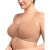 imageHSIA Minimizer Bras for Women Plus Size Full Coverage Coolcomfort T Shirt Unlined Bra with Underwire for Heavy BreastDark Beige With Floral Print