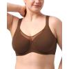 imageHSIA Minimizer Bras for Women Plus Size Full Coverage Coolcomfort T Shirt Unlined Bra with Underwire for Heavy BreastCoffee Brown1