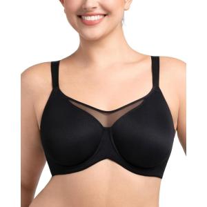 imageHSIA Minimizer Bras for Women Plus Size Full Coverage Coolcomfort T Shirt Unlined Bra with Underwire for Heavy BreastBlack With Floral Print