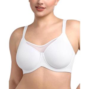 imageHSIA Minimizer Bras for Women Plus Size Full Coverage Coolcomfort T Shirt Unlined Bra with Underwire for Heavy BreastWhite With Floral Print