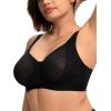 imageHSIA Minimizer Bras for Women Full Coverage Underwire Plus Size Unlined Mesh Jacquard Bra with Wide StrapsBlack
