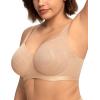 imageHSIA Minimizer Bras for Women Full Coverage Underwire Plus Size Unlined Mesh Jacquard Bra with Wide StrapsLight Beige