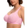 imageHSIA Minimizer Bras for Women Full Coverage Underwire Plus Size Unlined Mesh Jacquard Bra with Wide StrapsSoft Pink