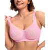imageHSIA Minimizer Bras for Women Full Coverage Underwire Plus Size Unlined Mesh Jacquard Bra with Wide StrapsSoft Pink