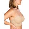 imageHSIA Strapless Bras for Women Longline Corset for Large Bust Plus Size Supportive Bustier Minimizer Convertible BandeauLace Natural Nude