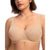 imageHSIA Minimizer Bras for Women Full Coverage Underwire Plus Size Unlined Mesh Jacquard Bra with Wide StrapsLight Beige