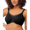 imageHSIA Minimizer Bras for Women Plus Size Full Coverage Coolcomfort T Shirt Unlined Bra with Underwire for Heavy Breast Black 34DD