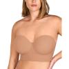 imageHSIA Strapless Bras for Women Longline Corset for Large Bust Plus Size Supportive Bustier Minimizer Convertible BandeauDark Beige