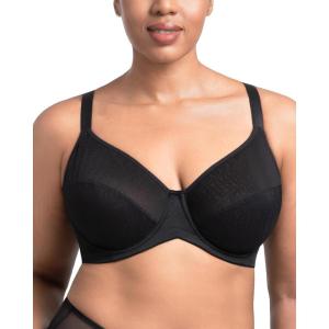 imageHSIA Minimizer Bras for Women Full Coverage Plus Size Underwire Unlined Mesh Jacquard Bra for Big BustedBlack