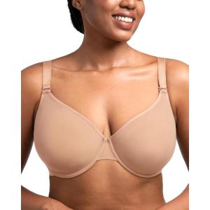 imageHSIA Minimizer Bras for Women Full Coverage Underwire Unlined Mesh Plus Size Convertible Bra for Big BustedSolid Warm Beige
