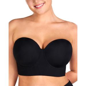 imageHSIA Strapless Bras for Women Longline Corset for Large Bust Plus Size Supportive Bustier Minimizer Convertible BandeauBlack