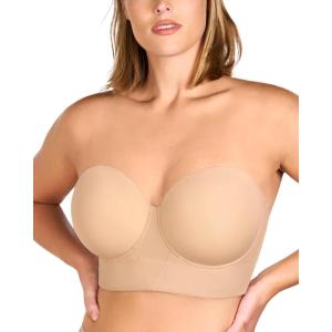 imageHSIA Strapless Bras for Women Longline Corset for Large Bust Plus Size Supportive Bustier Minimizer Convertible BandeauNatural Nude