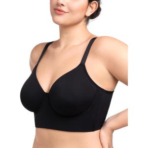 imageHSIA Bras for Women Minimizer Full Coverage Seamless Plus Size Longline Unlined Underwire Back Smoothing BraBlack