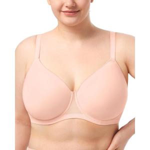 imageHSIA Minimizer Bra for Women  Air Mesh TShirt Full Coverage Seamless Bra Plus Size Underwire Padded Bra for Large BustRose Cloud