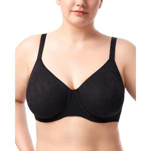 imageHSIA Minimizer Bra for Women  Full Coverage Seamless Lace Bra Plus Size Underwire Unlined Bra for Heavy BreastBlack