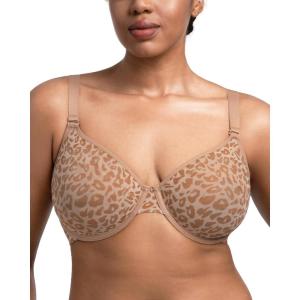 imageHSIA Minimizer Bras for Women Full Coverage Underwire Unlined Mesh Plus Size Convertible Bra for Big BustedLeopard Dark Beige