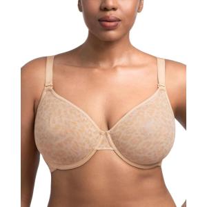 imageHSIA Minimizer Bras for Women Full Coverage Underwire Unlined Mesh Plus Size Convertible Bra for Big BustedLeopard Light Beige