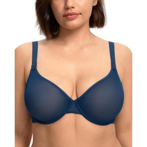 imageHSIA Minimizer Bras for Women Full Coverage Underwire Unlined Mesh Plus Size Convertible Bra for Big BustedOcean