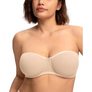 imageHSIA Strapless Bras for Women Bella Convertible Minimizer Bra for Large Bust Unlined Underwire Balconette BrasAlmond Beige