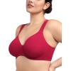 imageHSIA Bras for Women Minimizer Full Coverage Plus Size T Shirt Unlined Underwire Smooth Bra Seamless Cups Joan Ultimate SoftCoral Red